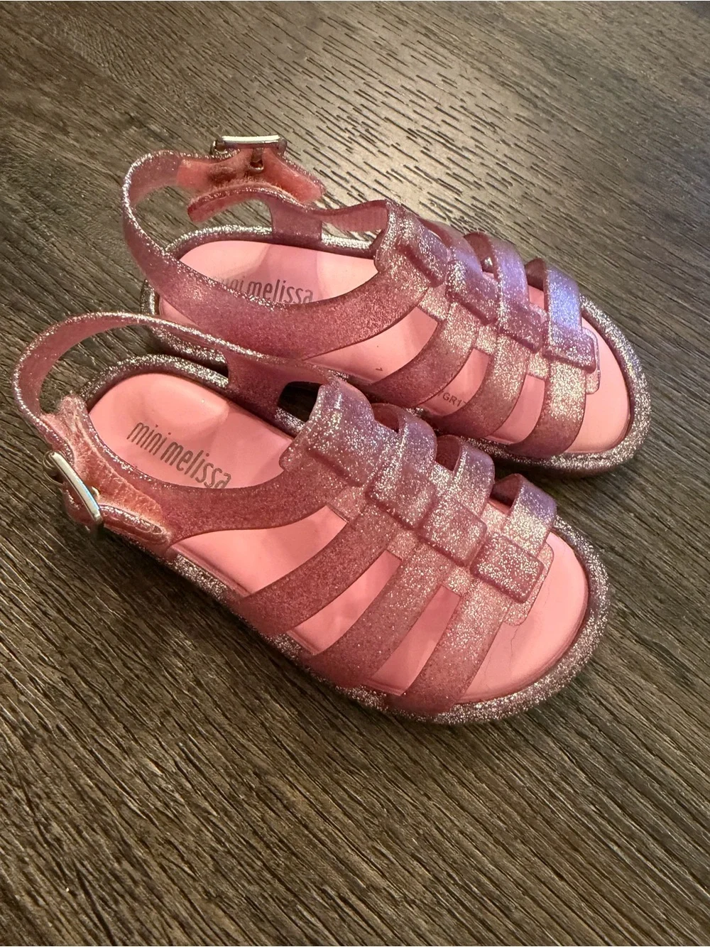 Mini Melissa Sparkle Pink Jelly Sandals